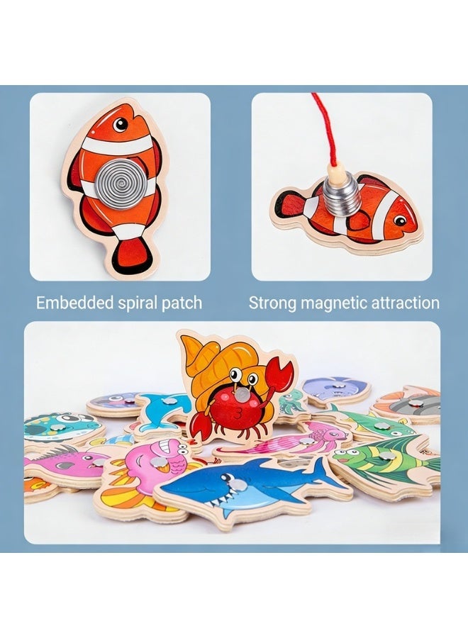 Wooden Magnetic Double Pole Fun Fishing Play Educational Toy For Kids - Image 5